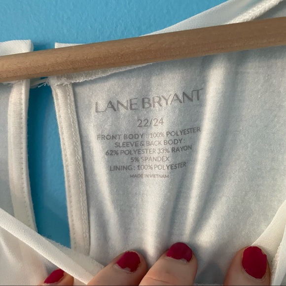 Lane Bryant White Gem Bead Rhinestone Pattern Blouse 3/4 Sleeves Winter 22/24 - Picture 9 of 11